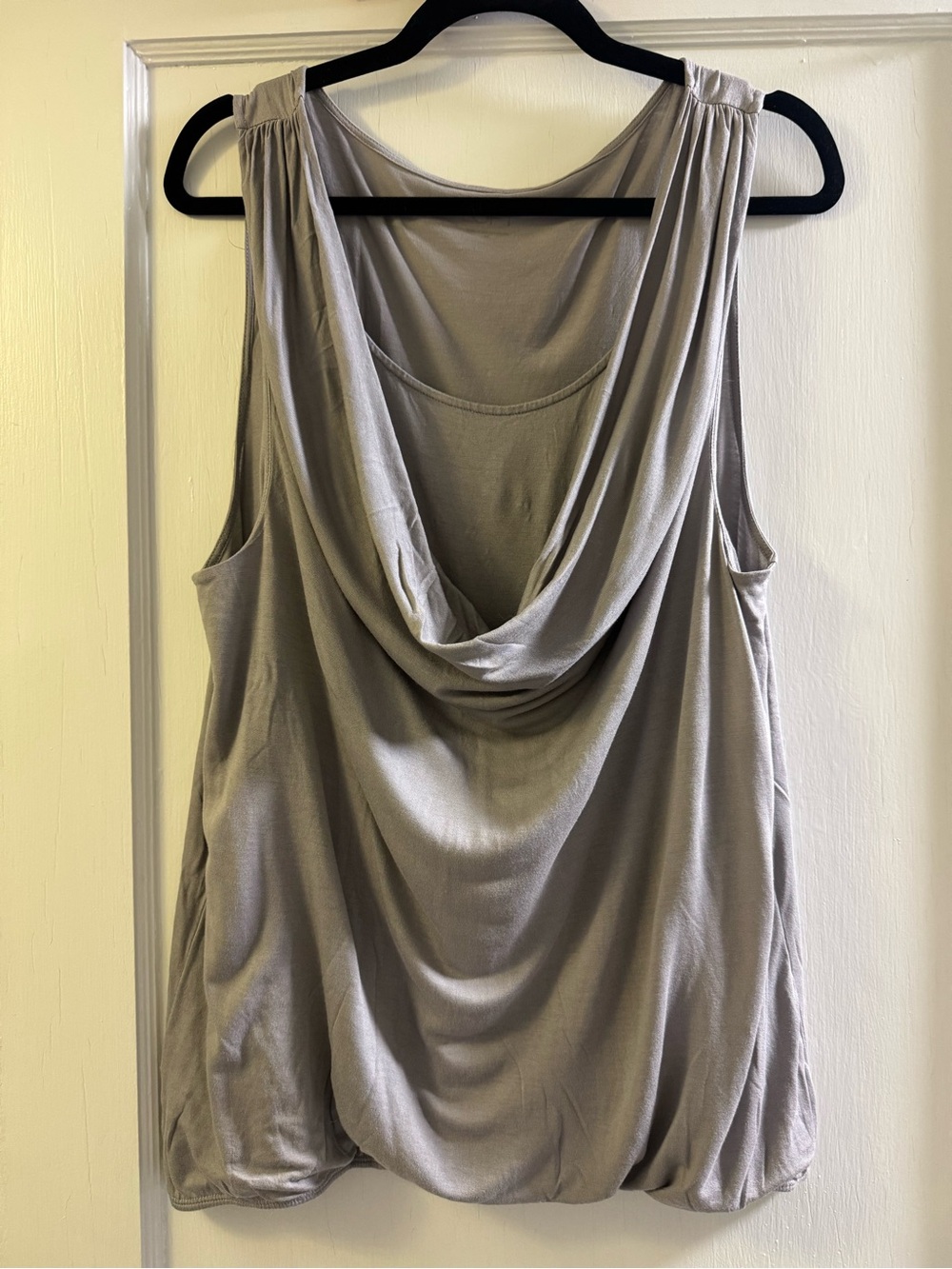 LOFT Neutral Taupe Draped Cowl Tank